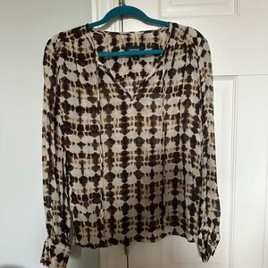 Karen Kane Brown and Cream Patterned Blouse